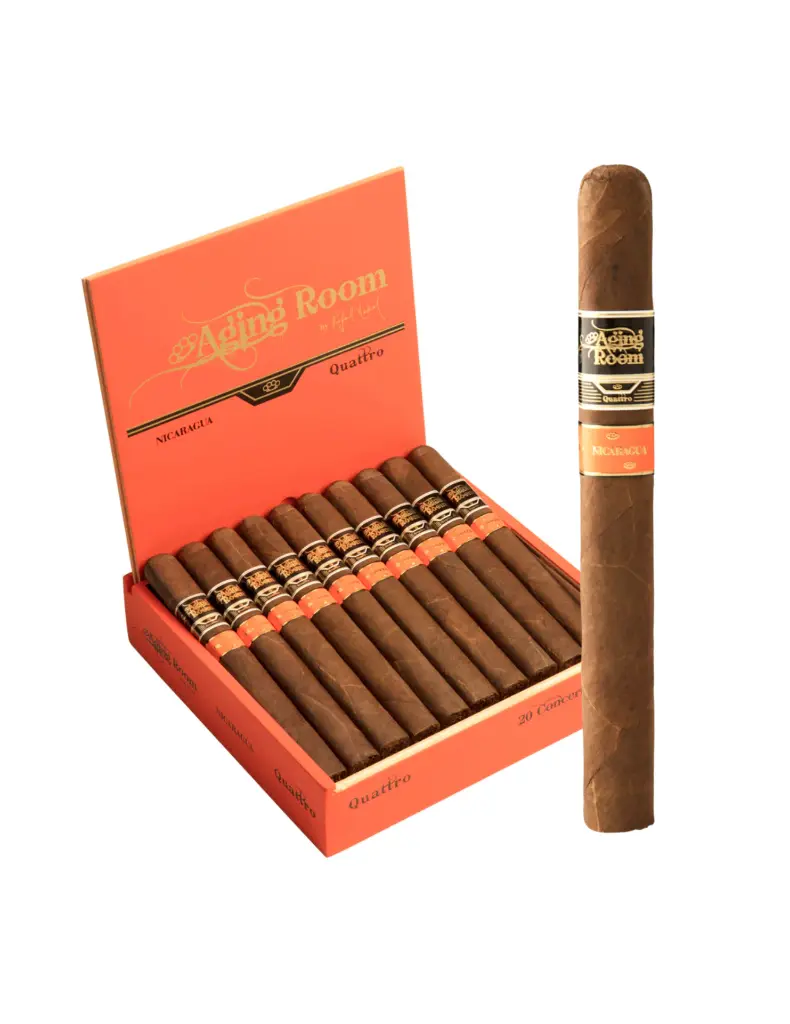 aging-room-quattro-nicaragua-concerto-box-open-with-cigar.png.webp