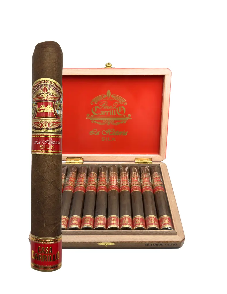ep-carrillo-la-historia-silk-toro-cigar-with-open-box.webp