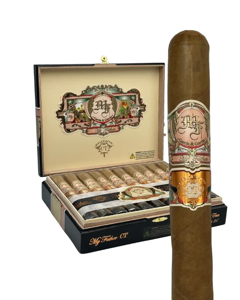 my-father-connecticut-toro-cigar-on-box.webp